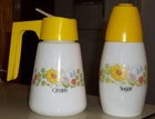 Vintage Gemco Yellow/Butterscotch Floral Cream Pitcher & Sugar Set