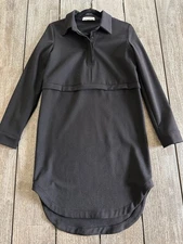 Gat Rimon Black Wool Blend Shirt Dress Size Small made in France Pre-owed Great