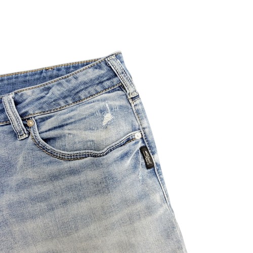 Silver Suki Jean Shorts 36 Cut Offs American Flag Pockets Americana Light Wash - Picture 6 of 11