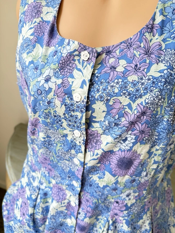 Maxi Camisa Vestido Chadwicks Muumuu Cottage Jardín Fiesta Talla 18w Forrada con Botones 2x Foto 2 de 4