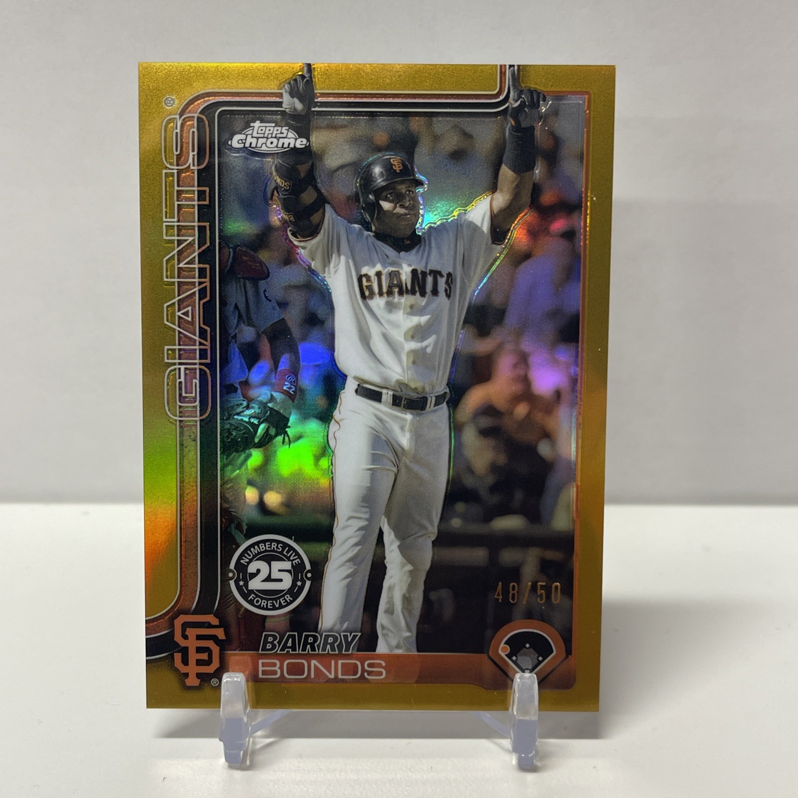 2025 Topps Chrome Baseball Barry Bonds Numbers Live Forever Gold /50 NLF-1