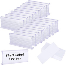 100 Pcs Wire Shelf Label Holders, Wire Rack Label Holder, Plastic Labels for Wir