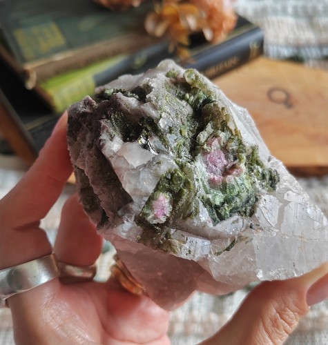 Watermelon Tourmaline Quartz Raw Rare Crystal Lepidolite Etched Crystal Specimen - Picture 3 of 21