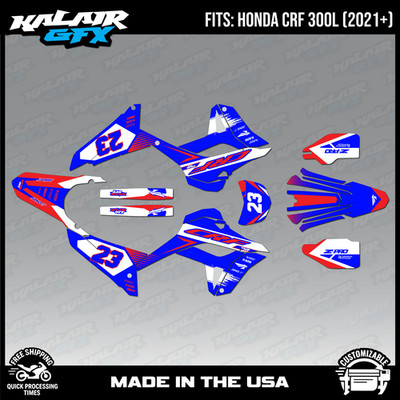 Graphics Kit for Honda CRF300L CRF 300L 2021+  EVADER Series - Blue Red