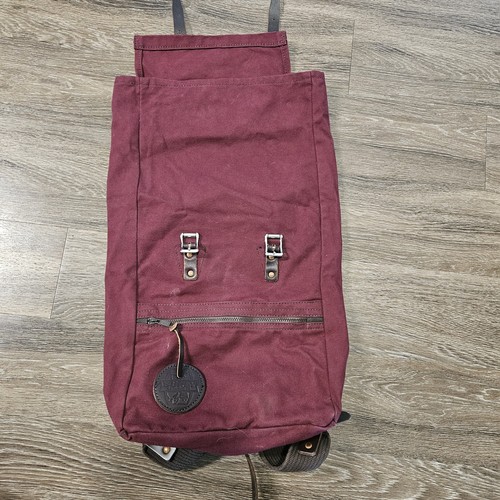 Duluth Pack Plum Purple Canvas Brown Harness Leather Backpack USA Made EUC! - Imagen 3 de 7