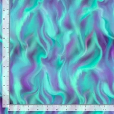 Cotton Northern Lights Teal Turquoise Purple Aurora Fabric Print by Yard D484.53