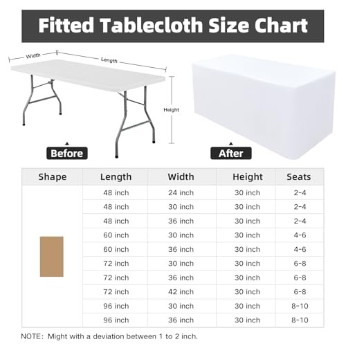60X36 Inch Rectangle Fitted Tablecloth Open Back 60" x 36" (Rectangular) White - Picture 7 of 7