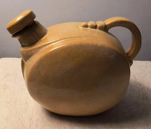 1934 Fawn Brown Frankoma Pottery Bottom Marked Excelsior Springs MO Puma Jug #86