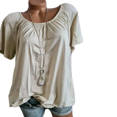 Bluse Tunika Base Level Shirt beige Gr. 44 bis 48 Damen Kurzarm (8141) NEU