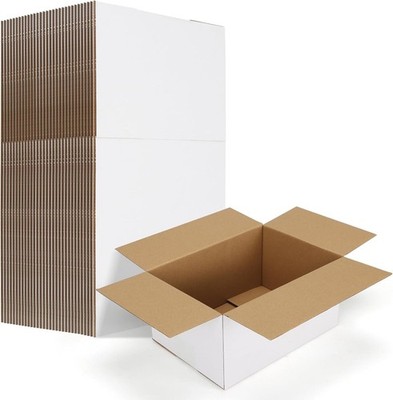 10x7x5 Shipping Boxes Set of 30, White Corrugated Cardboard Mailer Box for Pa...