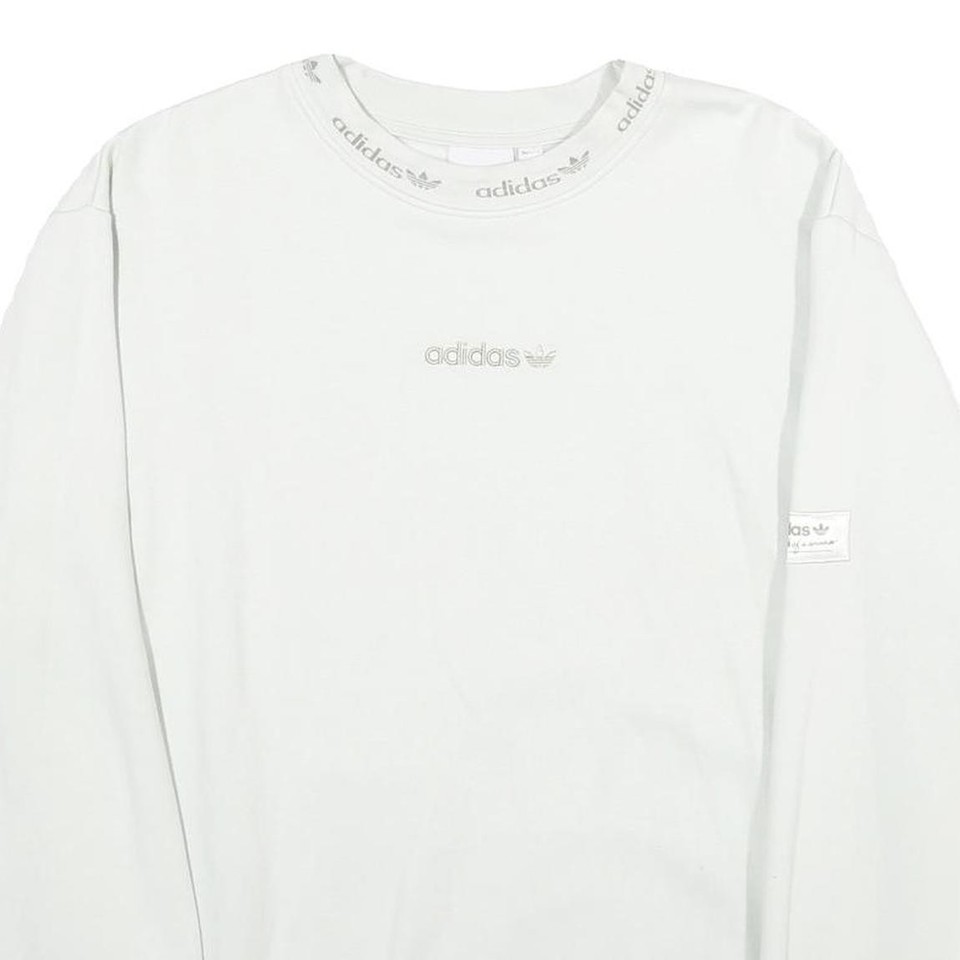 ADIDAS Mens White Cotton Blend Crew Neck M Sweatshirt Logo Design | eBay