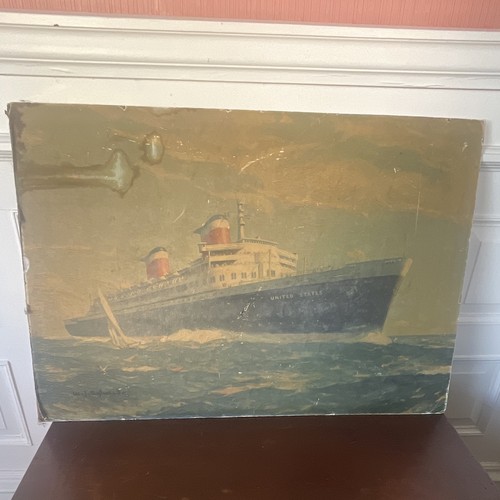 Oil Painting Of The Ocean Liner SS United States Painted By W.J.Aylward