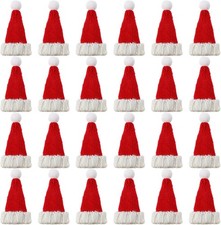 24 Pcs Mini Santa Hats for Crafts Small Christmas Knit Hat Tiny Snowman Wine Bot