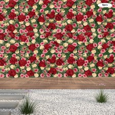 6 Pcs Wedding Artificial Flower Wall Panel Backdrop Rose Hydrangea Flower Decor