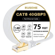 Cat 8 Ethernet Cable 75 FT, 40Gbps 2000Mhz High Speed Flat Cat8 Cable Patch C...