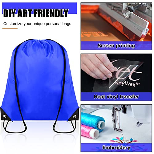 Pieces Drawstring Backpack Bulk Cinch Sackpack Ployster Drawstring 20 Navy Blue - Picture 5 of 6