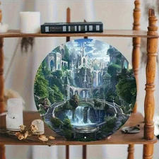 Cloud Floating City Round Waterproof Metal Wall Art