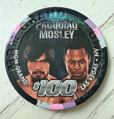 MGM Grand Las Vegas $100 Casino Chip Pacquiao Vs Mosley May 7th, 2011 RARE