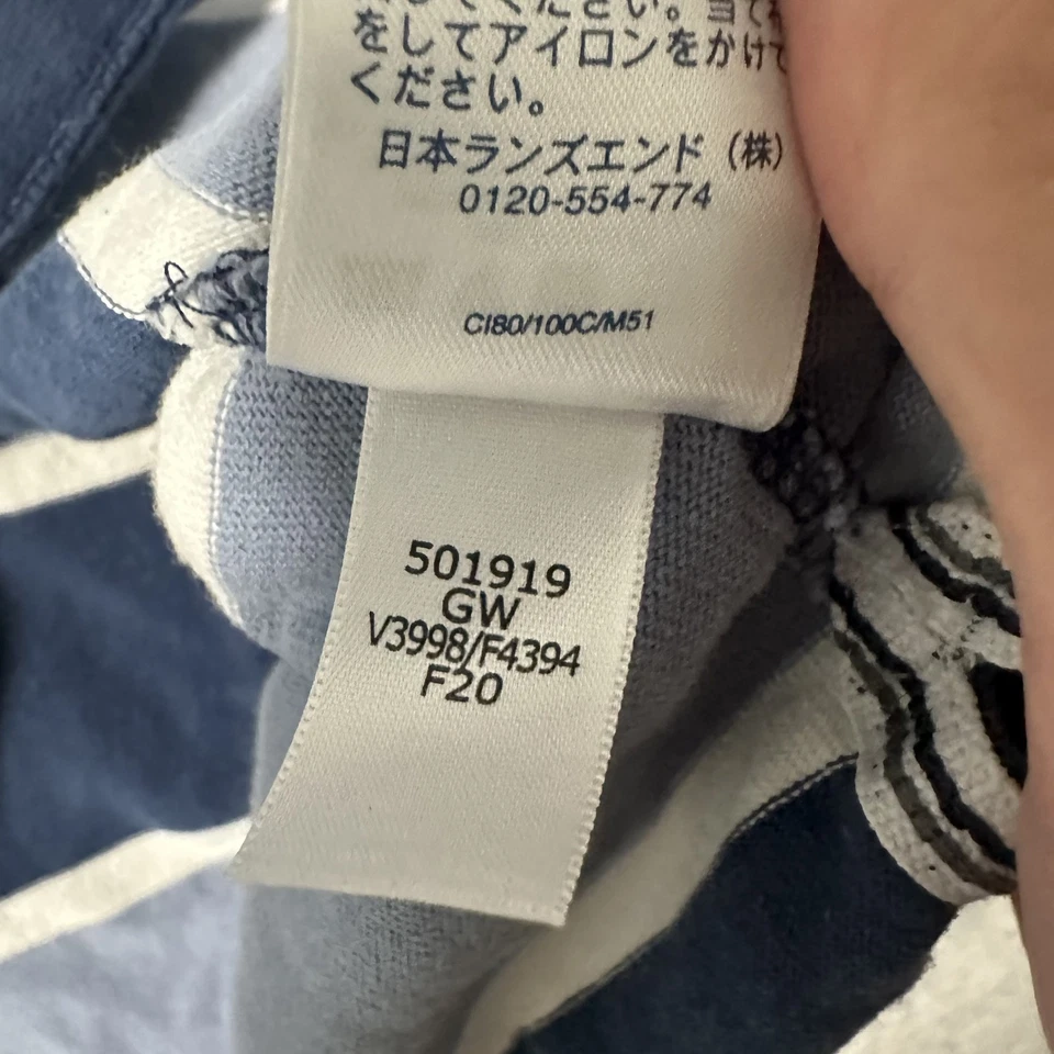 Lands End Rugby Camisa Hombre M Azul Horizontal Rayas Cuello Botón De Colección Y2K Ivy Foto 4 de 4