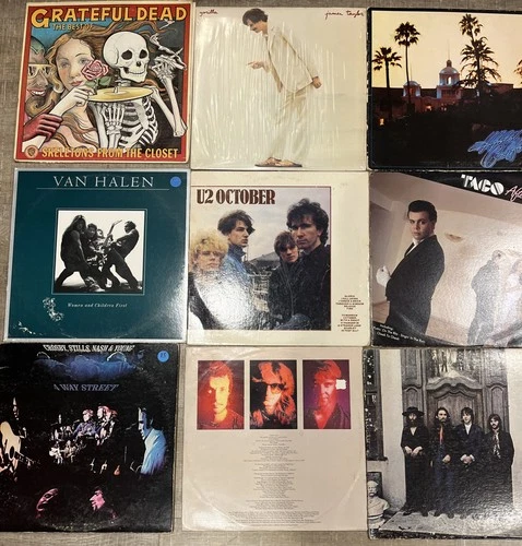 26 Vinyl Lot Rock/Misc:Grateful Dead,Rush,V Halen,Beatles,Eagles,CSN,U2,Taco,JT