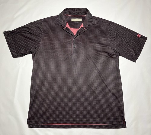 Donald Ross Golf-Poloshirt schwarz mit rosa Punkten Größe L
