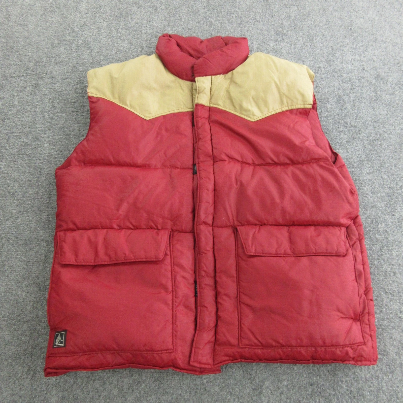 Vtg Altra Vest Mens Medium Red Down Puffer Western Yoke Insulated Nylon Outdoor