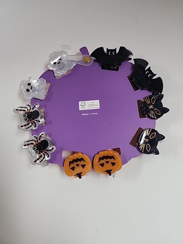 Piper K Trick or Treat Halloween NEW Hair Clips Pumpkin Bats Cats Ghots & Spider - Picture 8 of 9