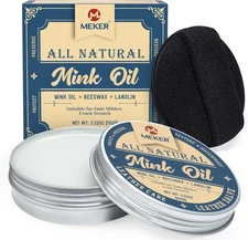Mink Oil, Mink Oil for Leather Boots, All-Natural Leather Conditioner with Spong