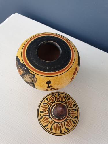 Greek Pottery Lidded Pot - Picture 2 of 3