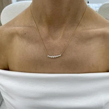 0.80 Ct Lab Grown Marquise Cut Diamond Chain Necklace, 14K Yellow Gold Necklace