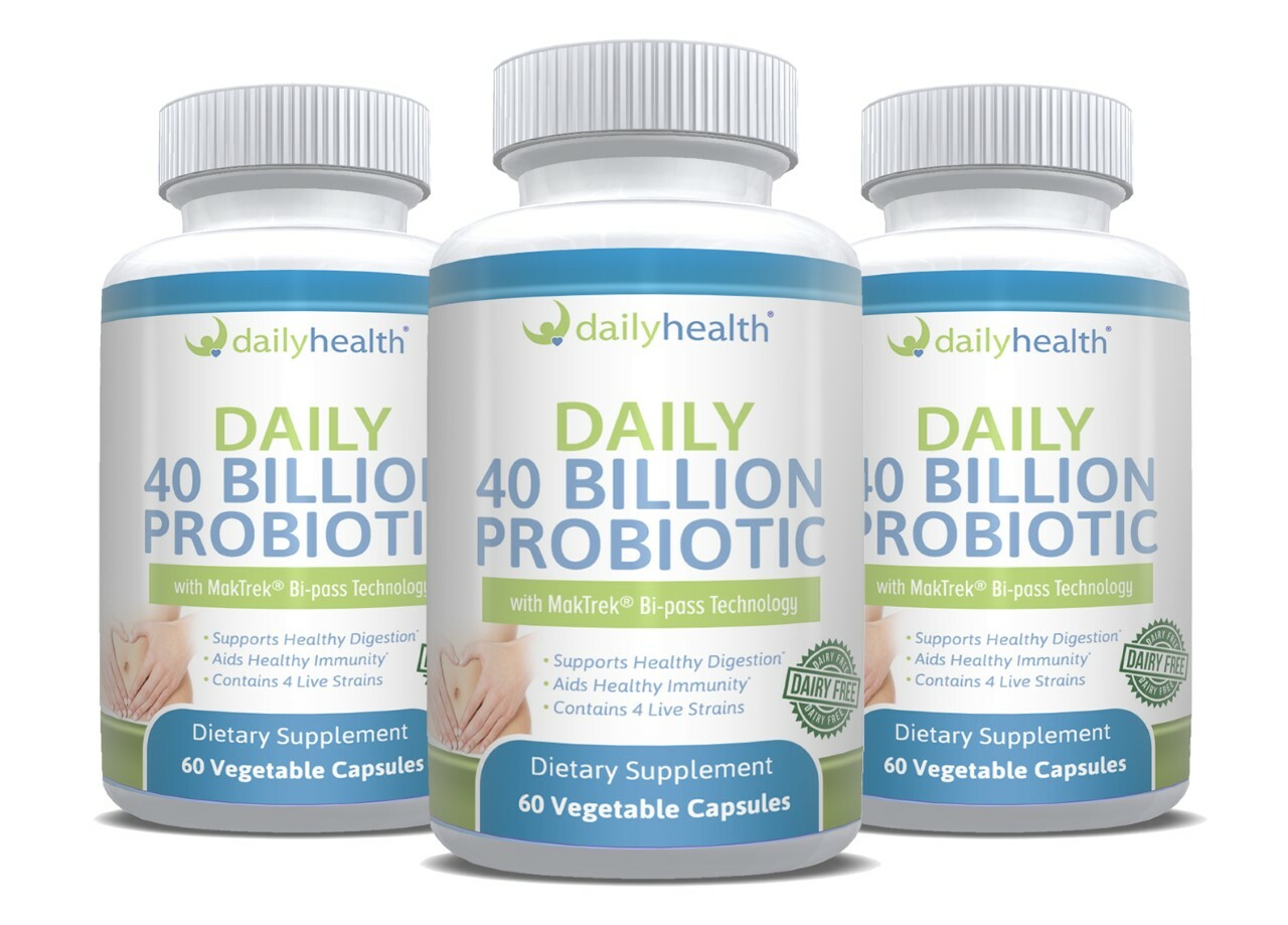 Daily Probiotic 40 Billion CFU MakTrek Bi-Pass Technology Lactobacillus 3 bottle