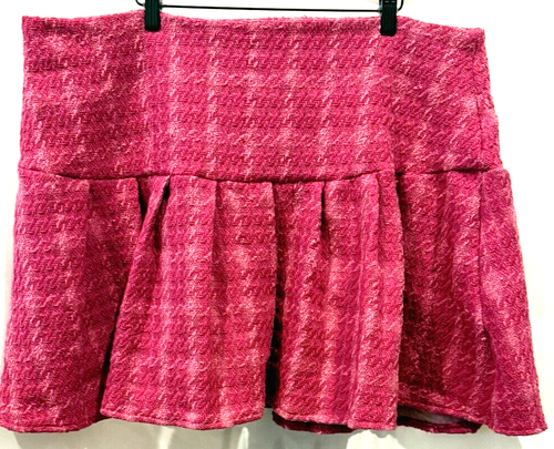 Y2K Plaid Pleated Tweed Mini Skort Size 3XL Hot Pink School Girl Academia Barbie