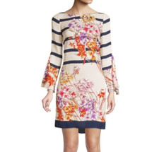 ✨NEW Luxe Modern Aesthetic TAHARI UlaRiviera Rio Stripes Floral Print Dress $400