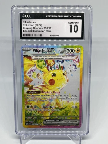 CGC 10 Gem Mint Pikachu 238/191 Pokemon Surging Sparks Special Illustration Rare