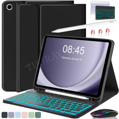 Hülle mit Beleuchtete Tastatur Maus Für Samsung Galaxy Tab S7 S8 S9 FE A9+ A8 A7
