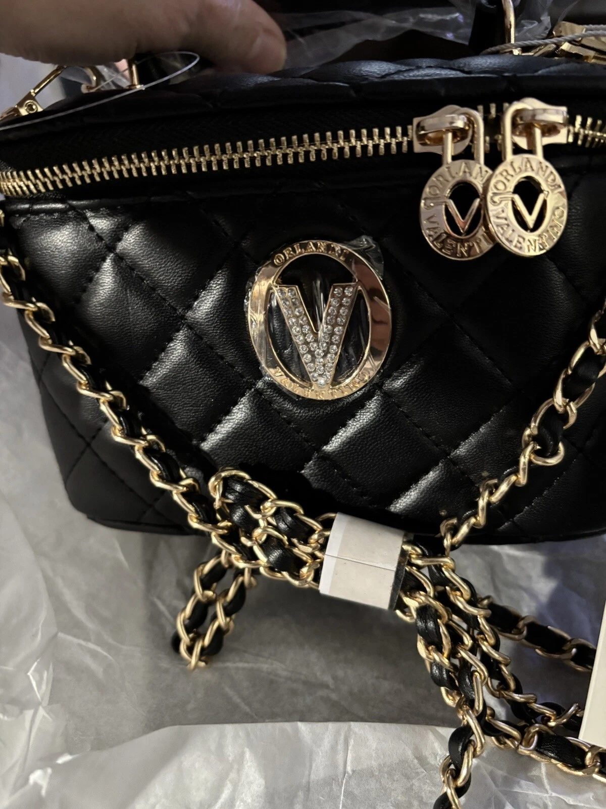 Valentino Orlandi Borsa Vanity Box Manico Superiore Nera Nuova con Etichetta Stile V 3022D