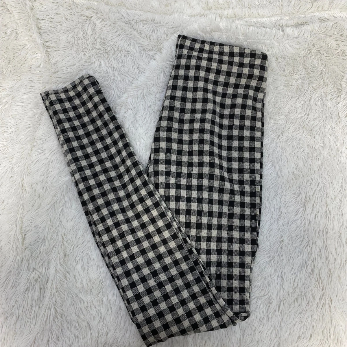 Zara Black And White Chequered Pants L - Reluv Clothing Australia