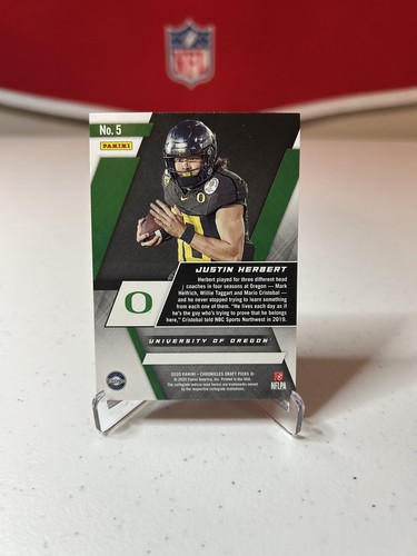 2020 Panini Chronicles Draft Picks - XR Rookies Justin Herbert #5 (RC) - Picture 2 of 2