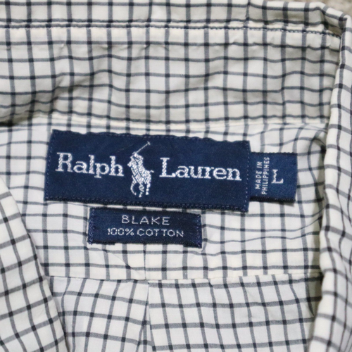 Ralph Lauren BLAKE long sleeve button down shirt, men's size L cotton navy blue type Vintage Second Hand