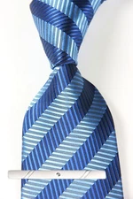 New Classic Striped Blue JACQUARD WOVEN 100% Silk Men's Necktie Tie