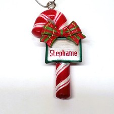 Ganz Candy Cane Stephanie Christmas Ornament Personalized 2.25"