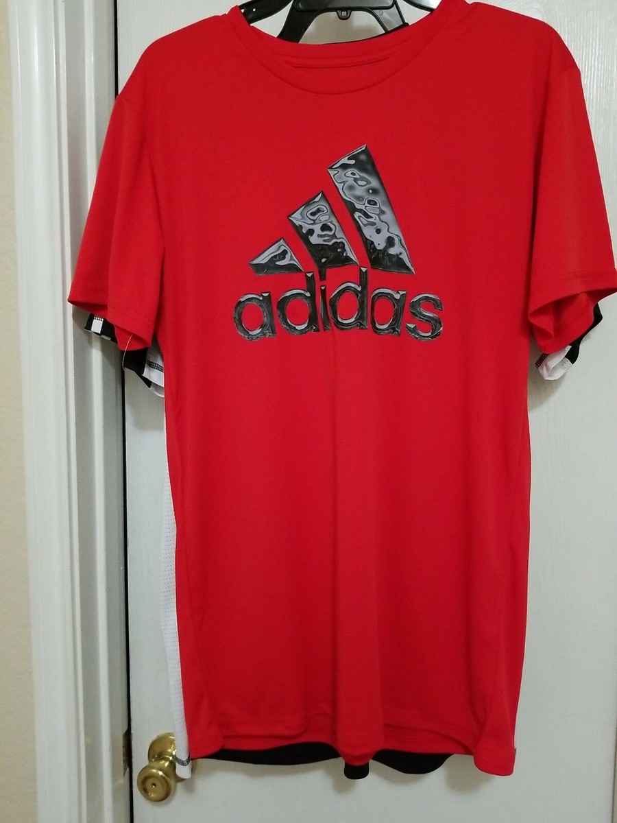 Adidas Youth Large 18-20 2 Park Active Shirt 2x Lot Red & Black