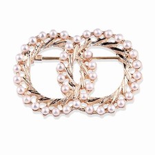 Round Brooch Pin with Pearl for Women Girls Faux Pearl Lapel Pin Wedding Part...