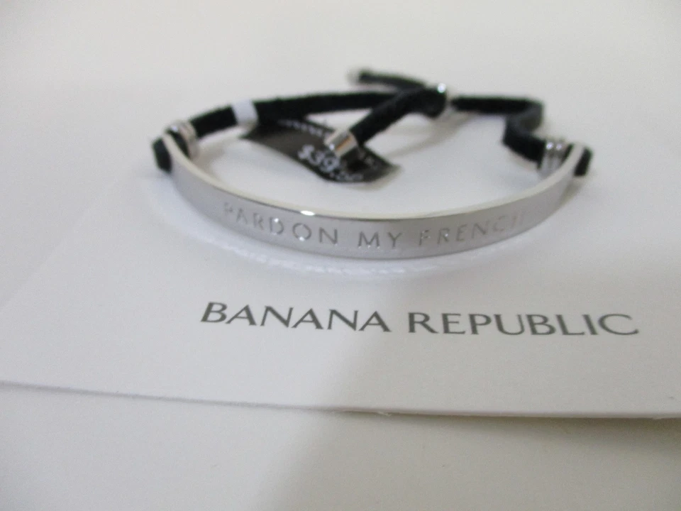 Banana Republic 女式 Idiom Pardon My French 手镯全新带标签 39.99 黑色 — 第 2/4 张图片
