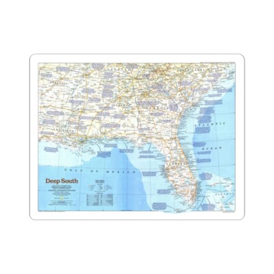 USA - Deep South 1 (1983) (Map) STICKER Vinyl Kiss-Cut Decal