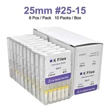 Dental Endo Root Canal File K-FILES Stainless Steel Hand Use 25mm #6-40 6pcs/box