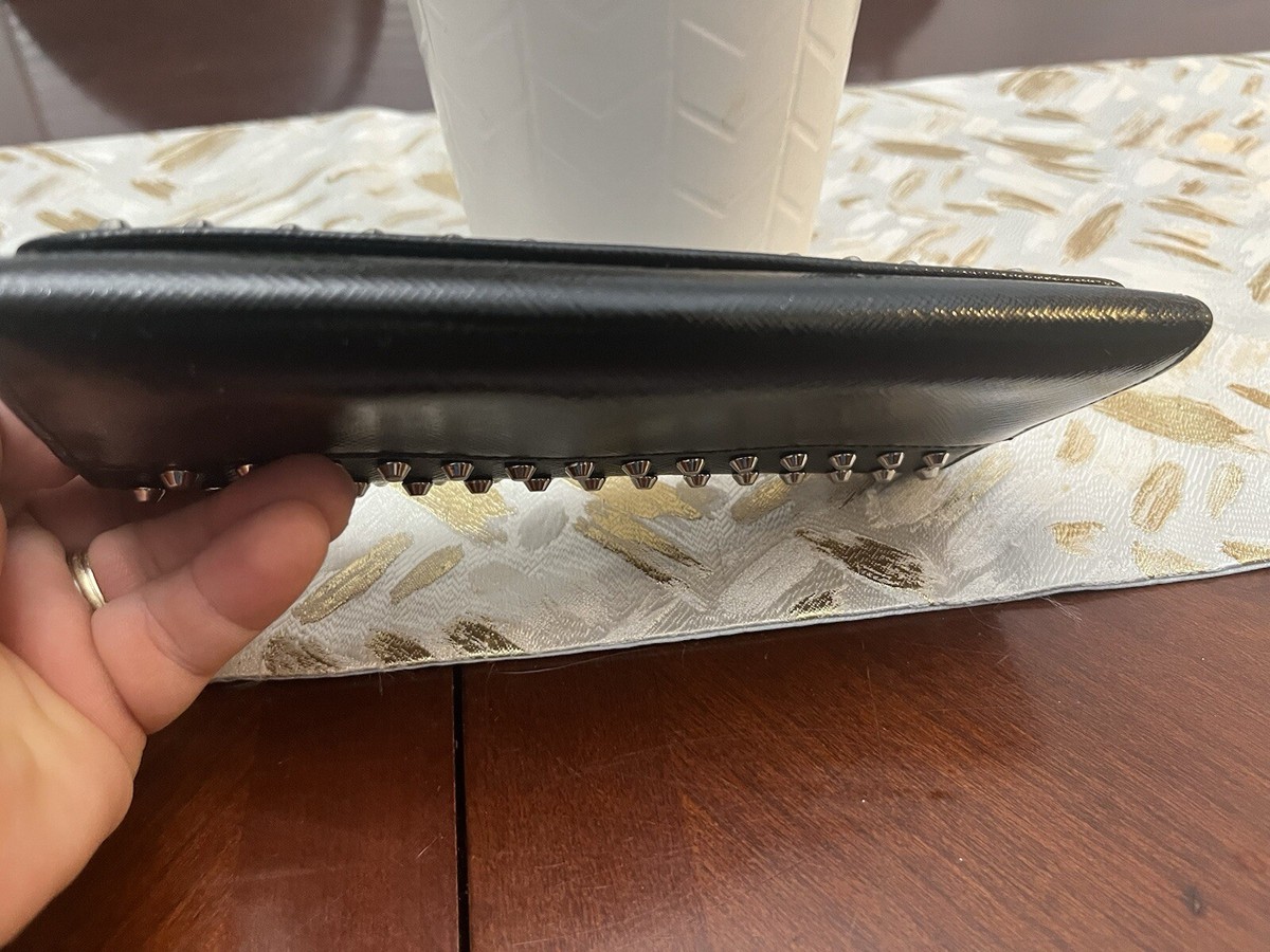 PRADA Long Wallet Black Saffiano Leather studded Limited PRADA Long Wallet Black Saffiano Leather studded Limited