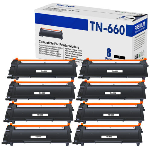 8PK TN660 Toner Compatible With Brother MFC-L2700DW HL-L2300D DCP-L2540DW TN630