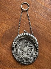 Vintage German Silver Mesh Chain Mail Purse Small Small Deco Nouveau Scroll