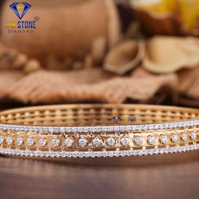 3.04 TCW Round cut Labgrown Diamond bracelet 18K Yellow Gold by Labstone